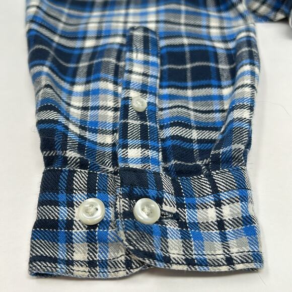 Lands'End Boys Blue & White Plaid Long Sleeve Button Up Flannel Shirt Size Med - Picture 14 of 14